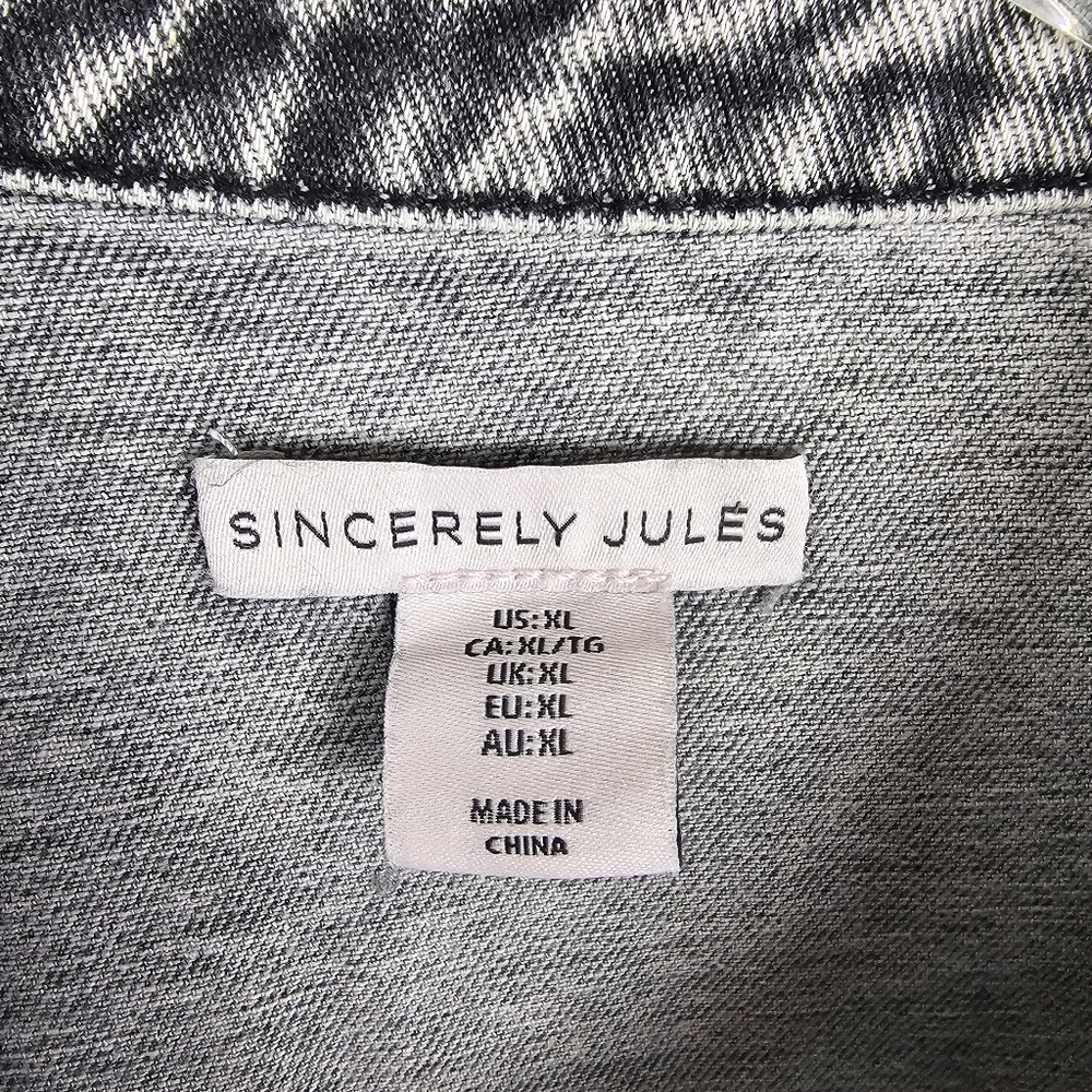 Sincerely Jules Washed Out Black Denim Shirt Shacket - Picture 3 of 8